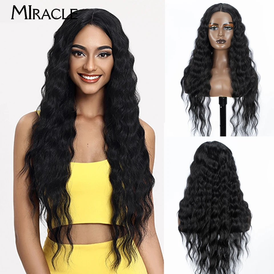 

MIRACLE Synthetic Lace Wig 30inch Water Wave Lace Frontal Wig for Women Ombre Red Blonde Cosplay Wig Female Lace Front Wigs