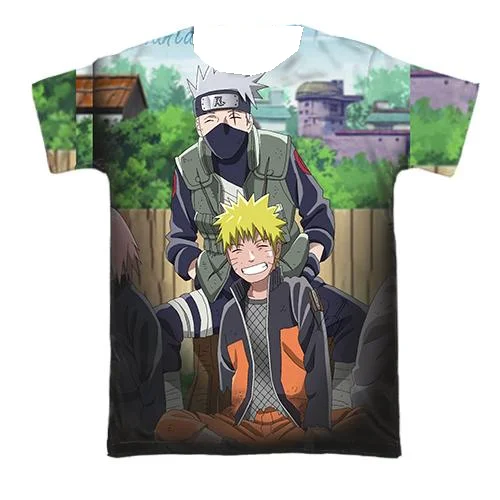 Camiseta informal con cuello redondo para niños y adultos, camiseta con imagen de animación de Naruto, estilo Harajuku, novedad de verano 2025, mismo estilo
