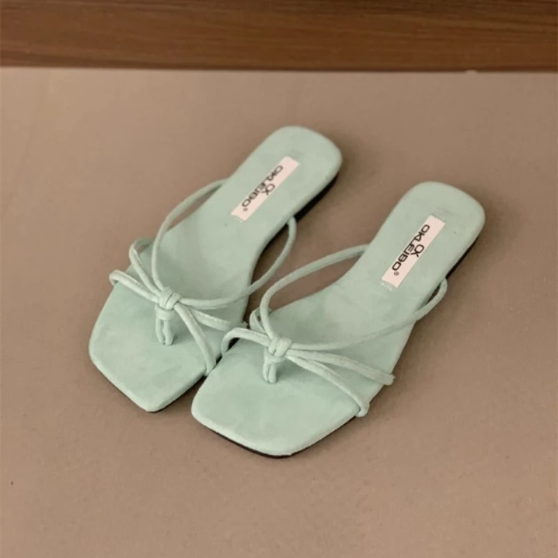 

Летние модные сандалии Huarache с французской квадратной головкой, женские римские сандалии на плоской подошве, сандалии с застежкой на носок, тапочки с застежкой на носок