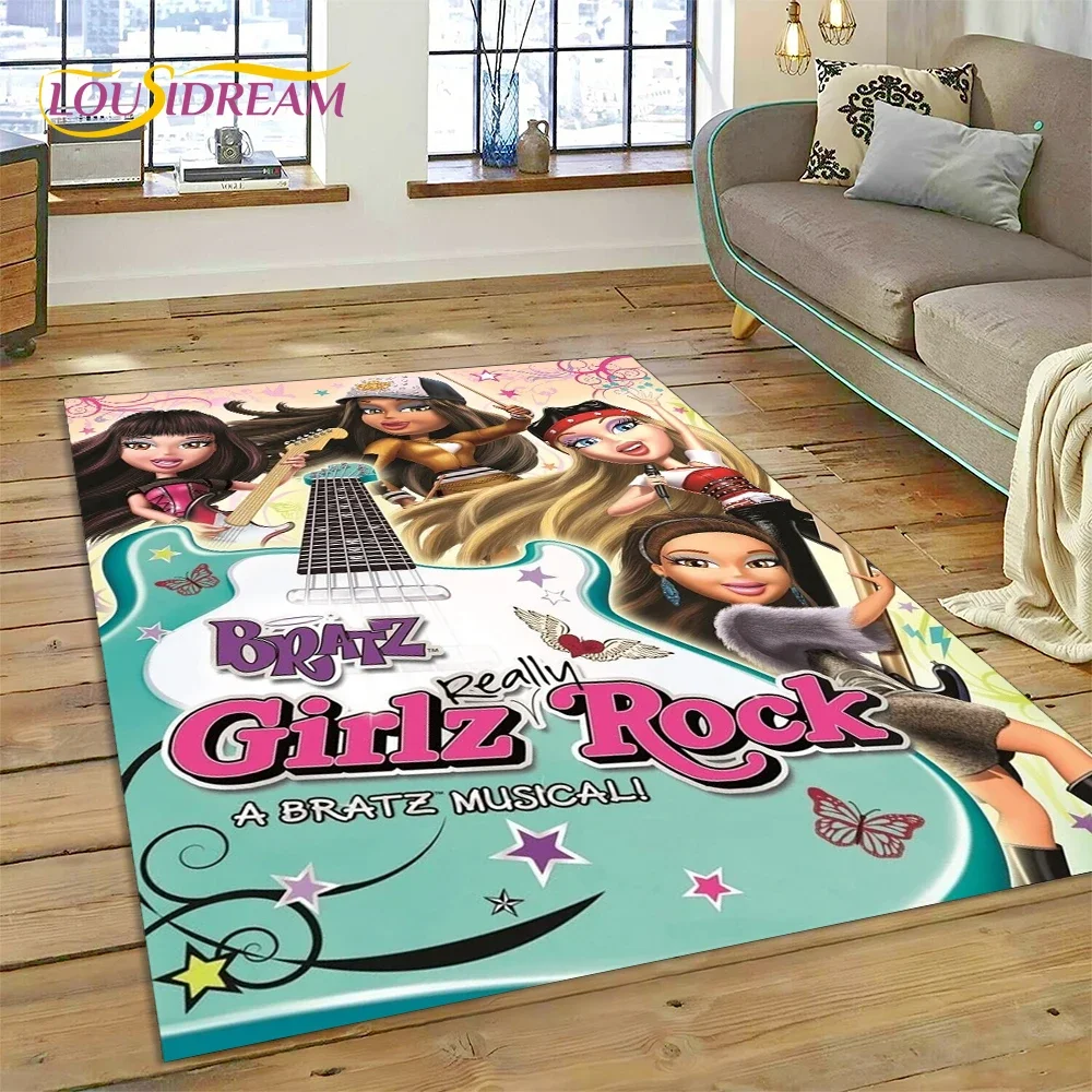 ثلاثية الأبعاد براتز الكرتون فتاة روك لعبة HD السجاد البساط للمنزل غرفة المعيشة غرفة نوم أريكة ممسحة ديكور ، أطفال منطقة البساط عدم الانزلاق الكلمة حصيرة