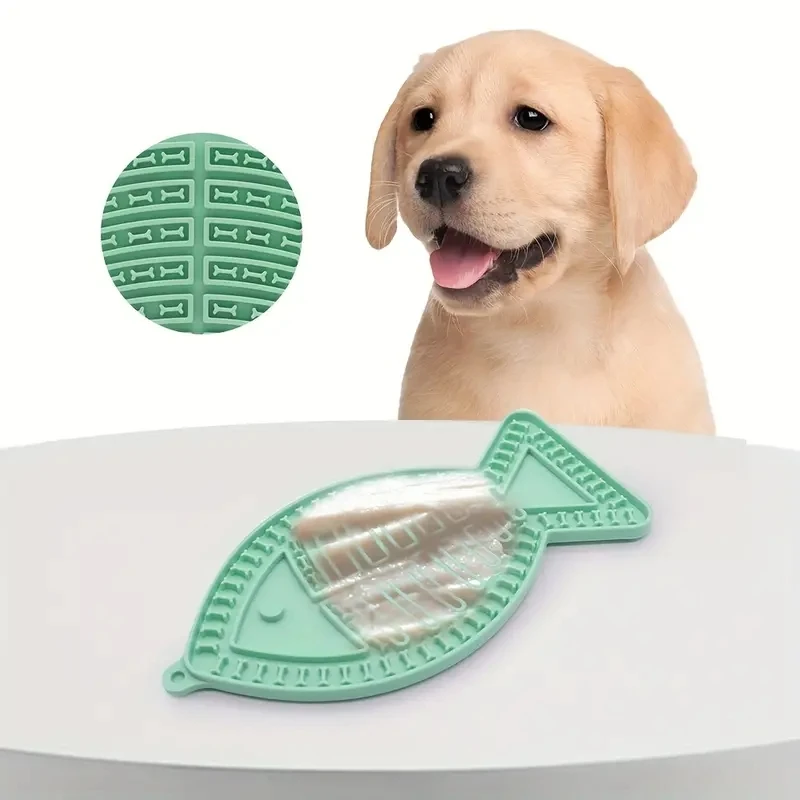 Interactive Fish-Shaped Kittens Lick Mat with Suction Cups - SlowFeeder Silicone Pet Feeding Mat for Healthy Eating Habits