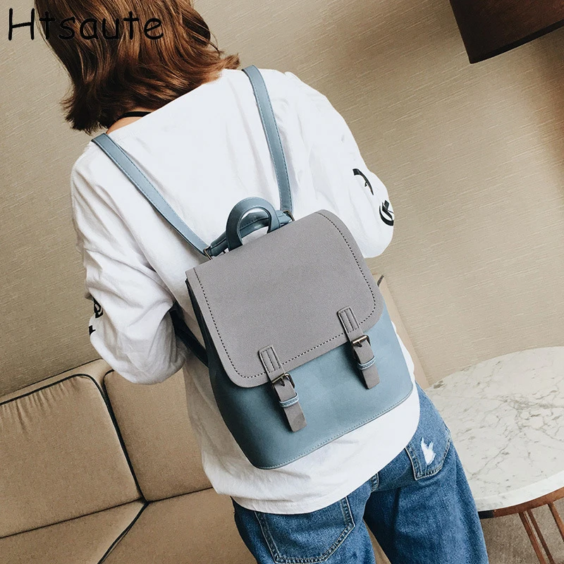 

PU Travel Backpack Women Bagpack Travel Men's Outdoor Commuting Large Capacity Junior High School High School Student Bags