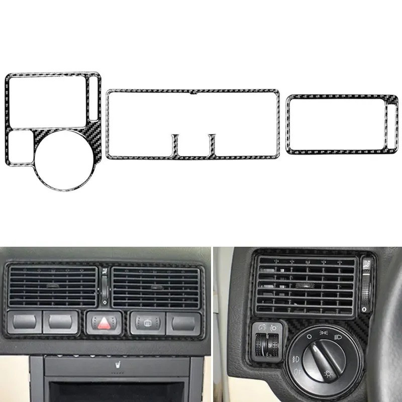 Para VW Golf 4 Jetta Bora MK4 R32 GTI 1999-2004 Panel de salpicadero de coche salida de aire acondicionado cubierta de ventilación accesorios embellecedores de fibra de carbono
