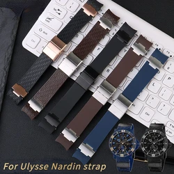 Correa de goma de silicona para reloj Ulysse Nardin 263, correa de extremo curvo para buzo, negro, marrón, azul, 22mm, resistente al agua