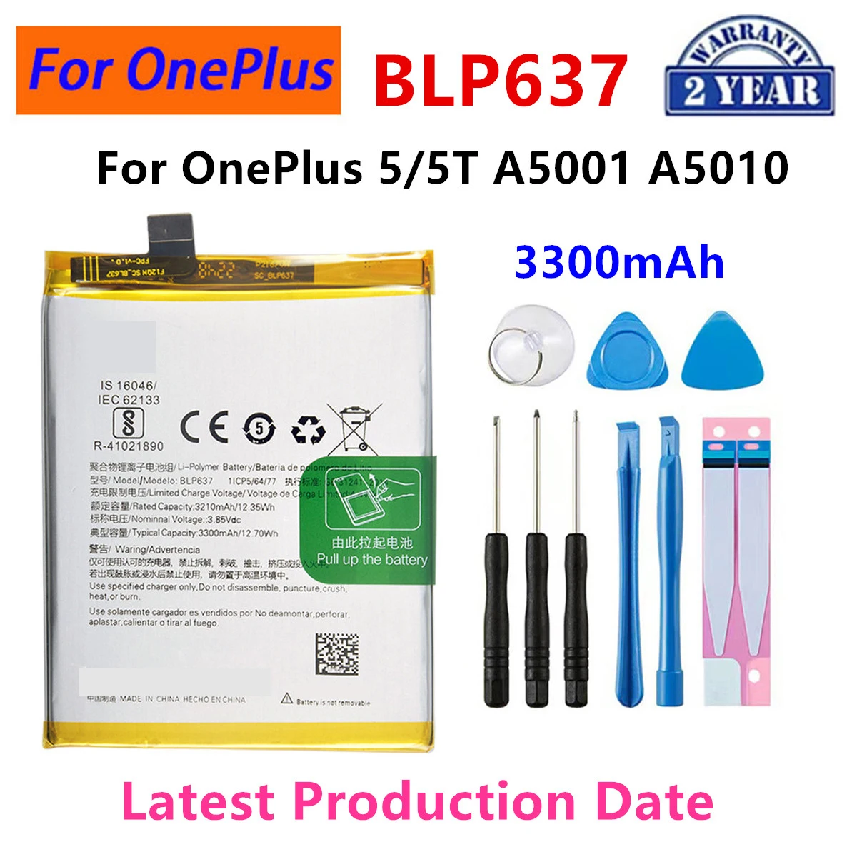 

Оригинальный сменный аккумулятор BLP637 100% мАч для OnePlus 5/5T A5001 A5010, Оригинальные аккумуляторы для телефона и инструменты, 3300