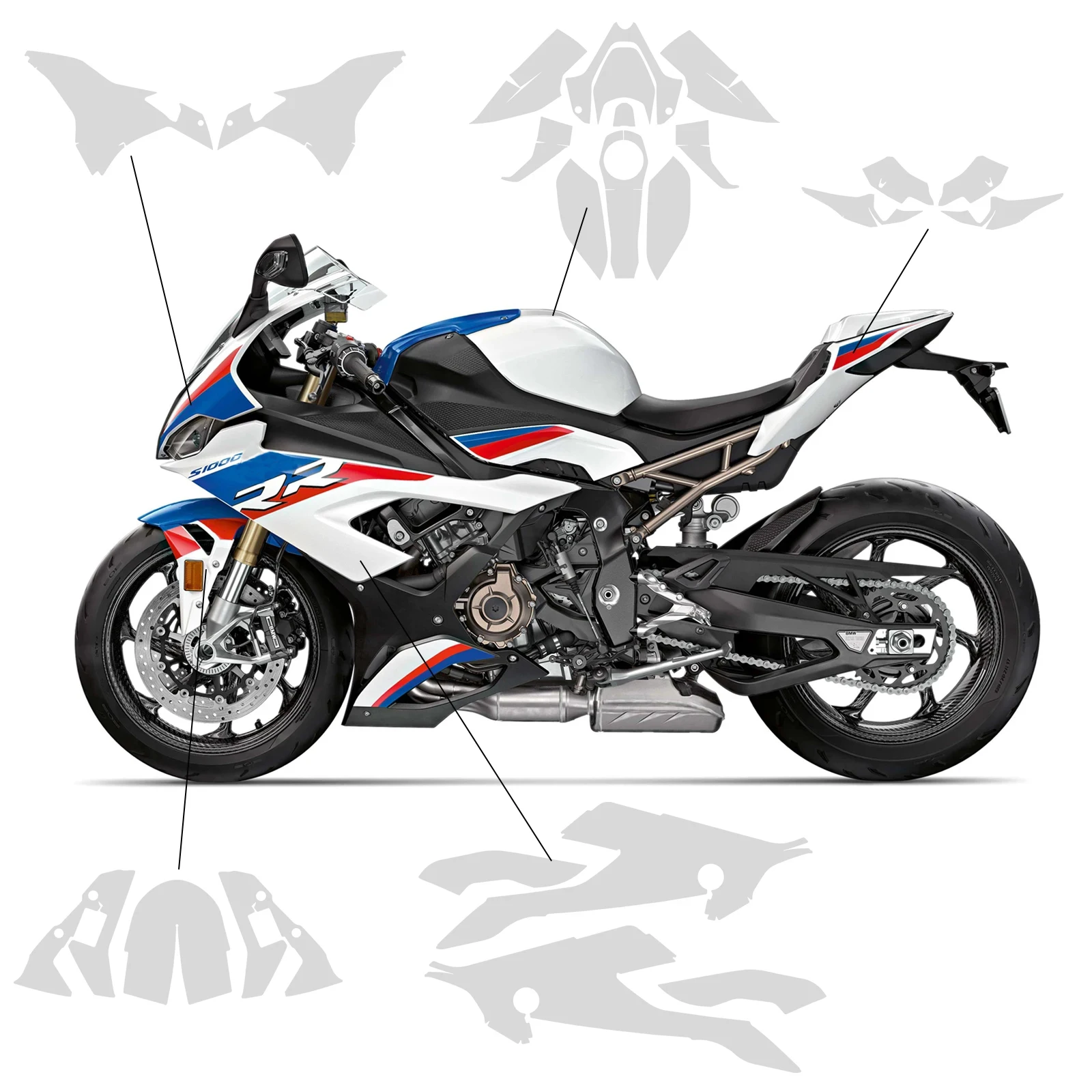 لسيارات BMW S 1000RR S1000RR أجزاء PPF مجموعة حماية الطلاء الكاملة S 1000 RR 2019-2022 ملحقات ملصق حماية الجسم من البولي يوريثان