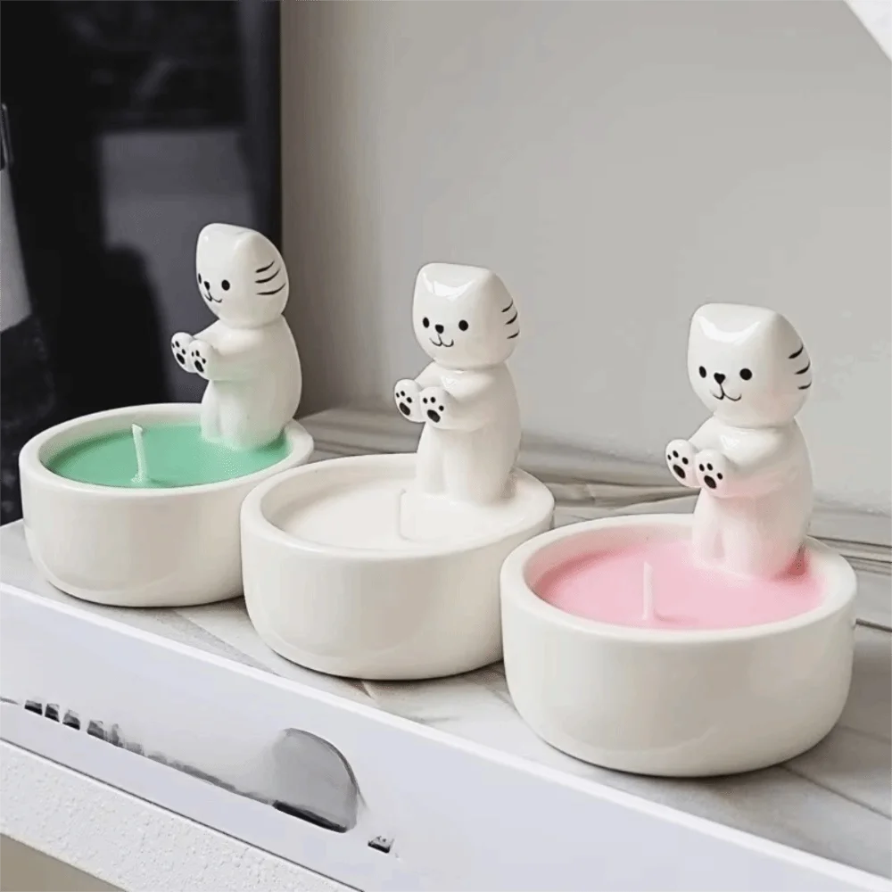 Ceramic Easter Rabbit Candlestick Heat Resistant White Cartoon Animal Candle Holder Nordic Style Desktop Candelabrum Bed Room