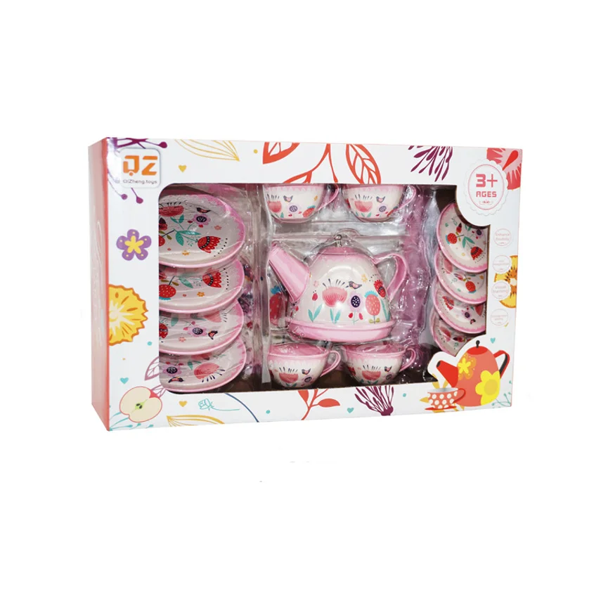Set da Tè Giocattolo per Bambini, Simulazione di Gioco di Ruolo, Confezione Regalo in Latta