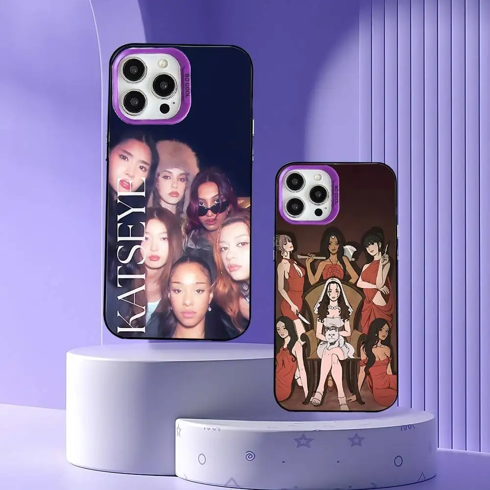

K-KATSEYE Music Group Phone Case For iPhone 17,16,15,14,13,12,11,Pro,Max,Plus,E,Air,Mini Purple IMD Cover