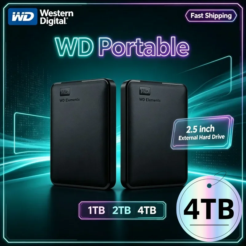 Portable WD External Mechanical Hard Disk 2.5" USB3.0 High Speed Mobile HDD 1TB 2TB 4TB Laptop Desktop Storage Drive