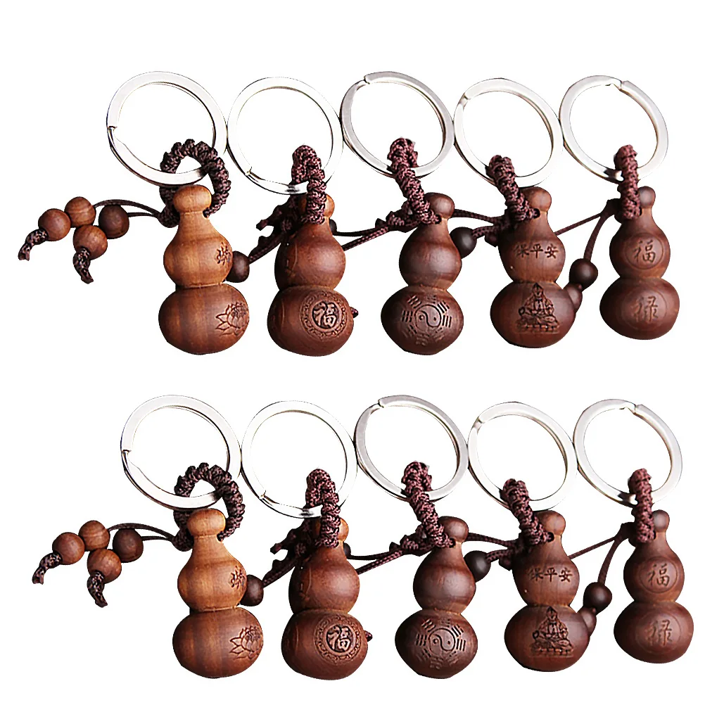 

10 Pcs Keychains Gourd Keyring Wooden Lightweight Durable Creative Key Rings Christmas Accessories Women Decor