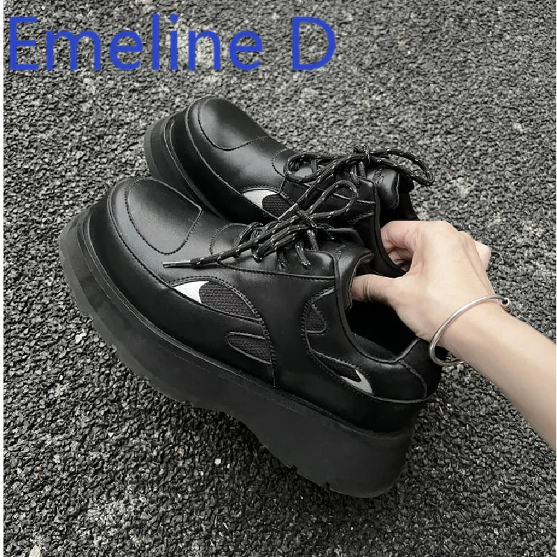 

Big Head Sports Derby Shoes Men's Fashion New Style Mesh Breathable Round Head Thick Bottom Increased Commuter Leather Shoes