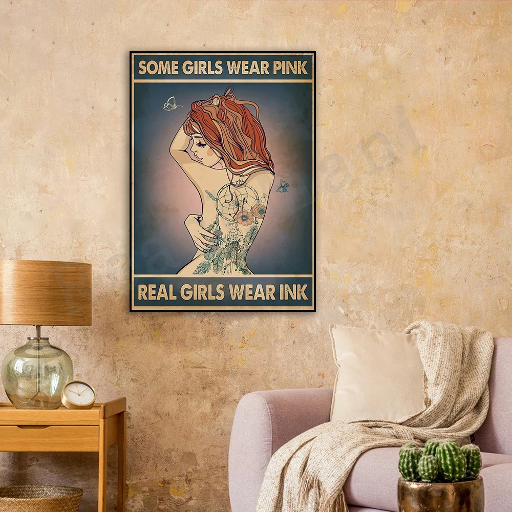 Tattoo Real Some Girls Wear Ink Poster Canvas, Tattoo Girl Art, Gift For Tattoo Lovers, Birthday Gift