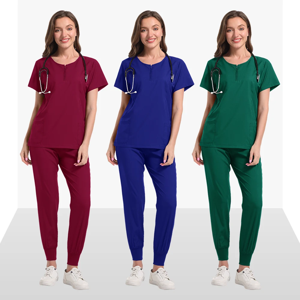 Uniformi chirurgiche Set Scrub donna infermiera medica salone di bellezza abbigliamento da lavoro Scrub clinici Top + pantalone Spa medico tuta tunica infermieristica