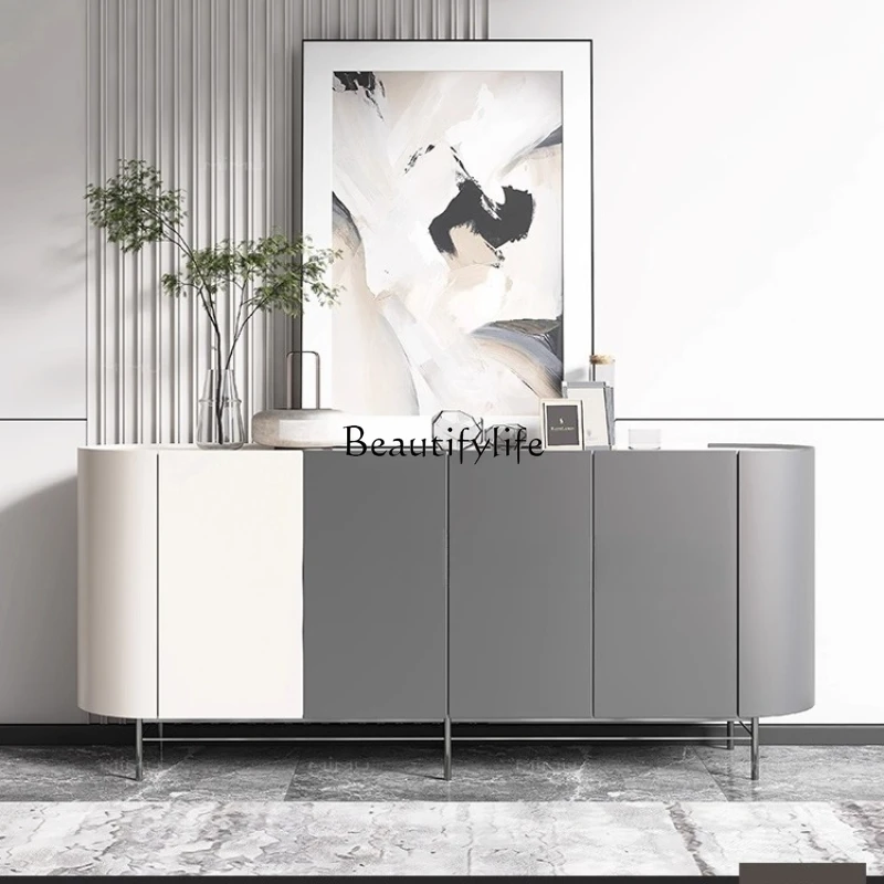 

Italian light luxury solid wood porch cabinet entry foyer decorative locker modern living room dining side cabinet