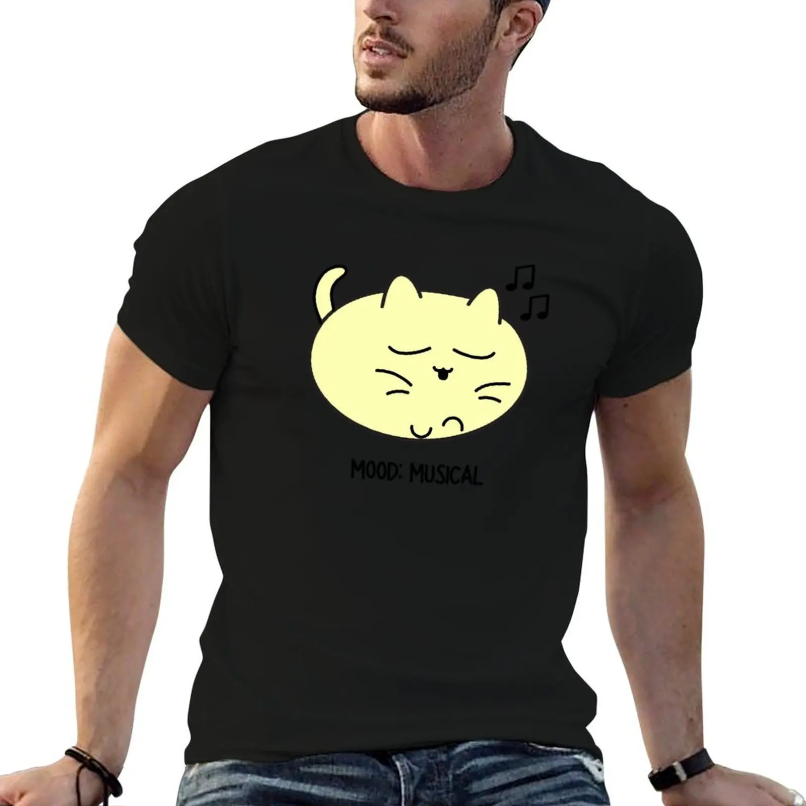Musical Mood Cat T-Shirt Short sleeve tee kawaii clothes designer t shirt men