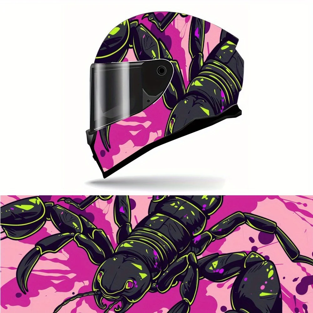 

Vibrant Scorpion Print Full Helmet Wrap Sticker Motorcycle Helmet Racing Graphic Decal Vinyl Wrap Helmet Decorative Sticker Wate