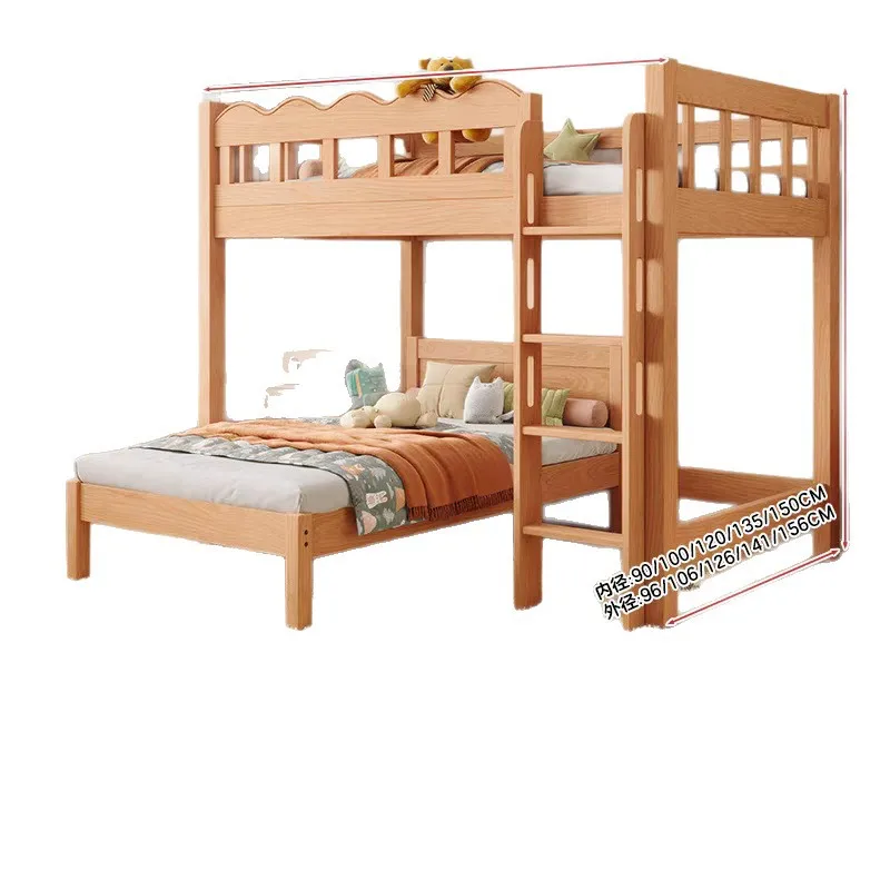 Nordisches Massivholz-Kinderbett 1,5m für Mädchen und Jungen, Holzhaus-Bett, Baumhaus-Bett, Einzelbett, klein