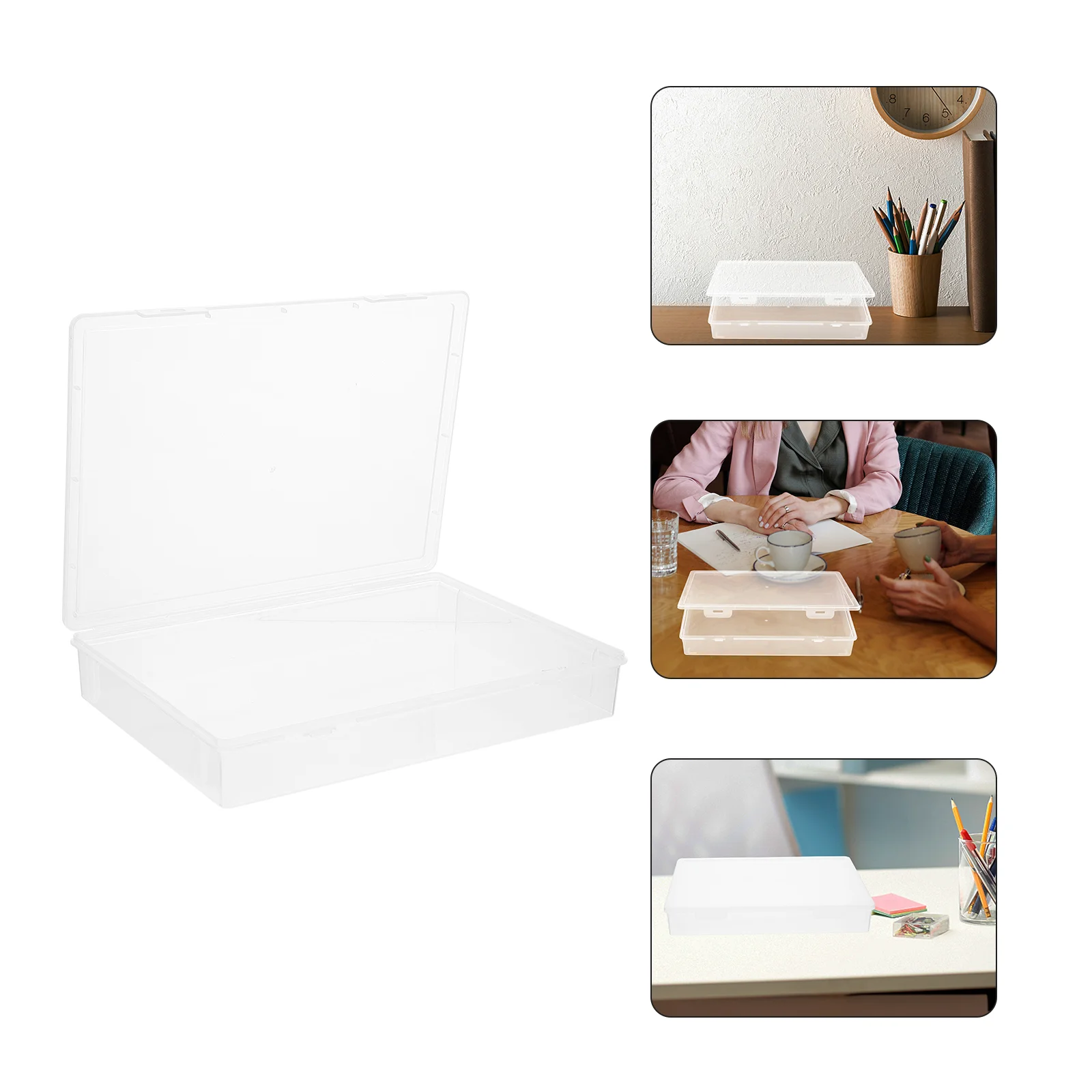 

A4 File Box Transparent Paper Case Certificate Organizer Carton Office Documents Container Pp Files Desktop