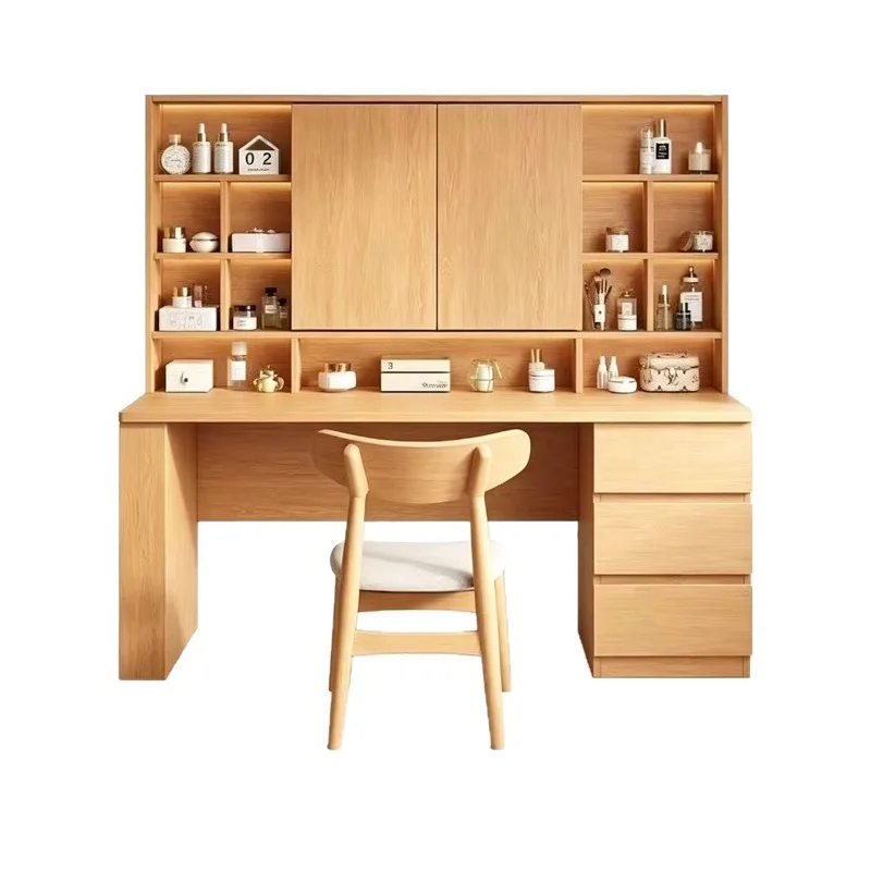 Integrated dressing storage cabinet, modern bedroom with mirror, simple master bedroom makeup table