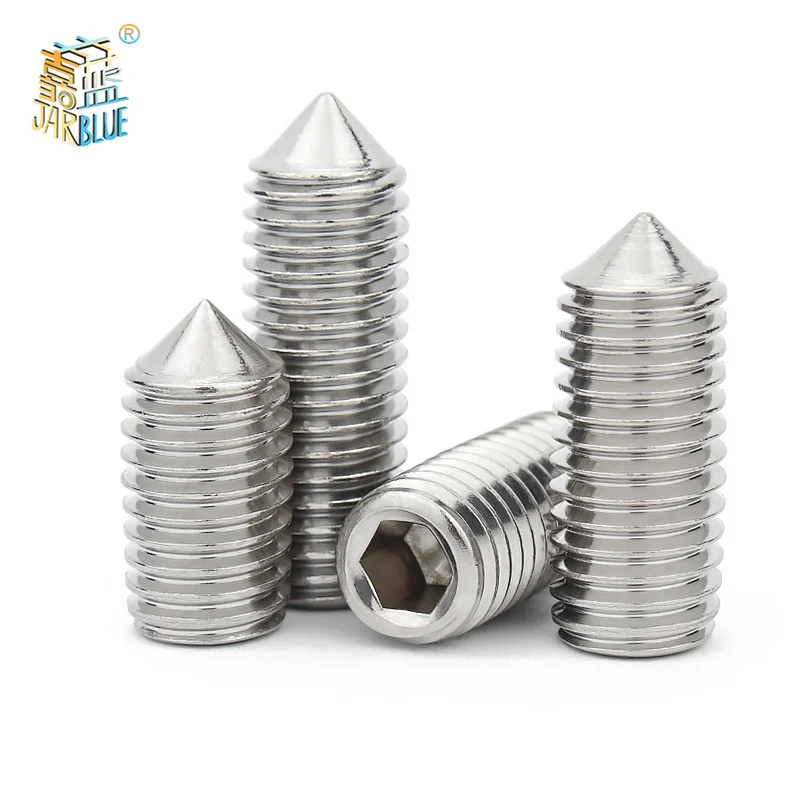 

10pcs/lot Hex hexagon socket set screw cone point grub screw M8 M10 M12 304 A2-70 Stainless Steel DIN914