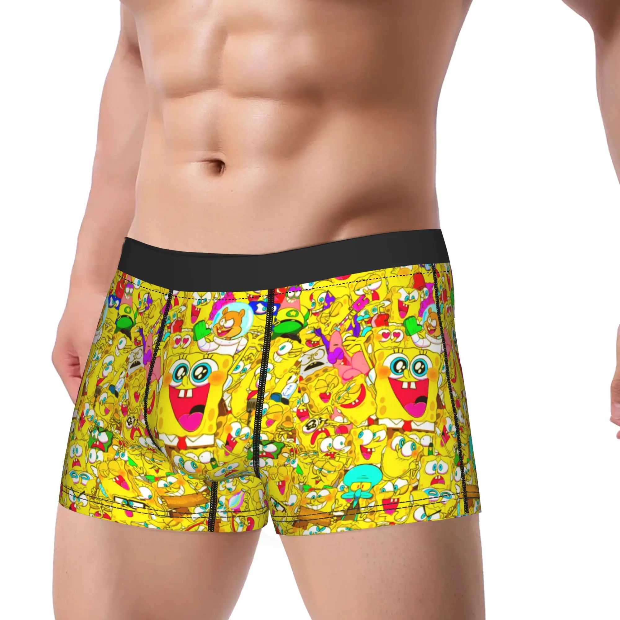 SpongeBobs Colorful All Character Confetti Underwear  Men's Shorts Briefs Comfortable Trunk Quality Large Size Underpants
