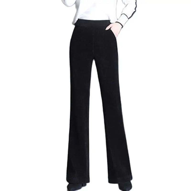 

Fashion Flared Pants Women's Autumn And Winter High Waist Warm And Thin Corduroy Trousers Loose Striped Velvet Drape Casual Pant