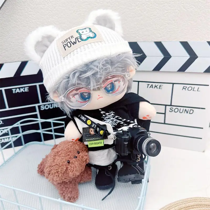 

20cm Cute Fashion Cool Suit Boy with Camera Plush Idol Doll DIY Clothes Accessory Soft Stuffed No Attributes Cotton Doll Gifts