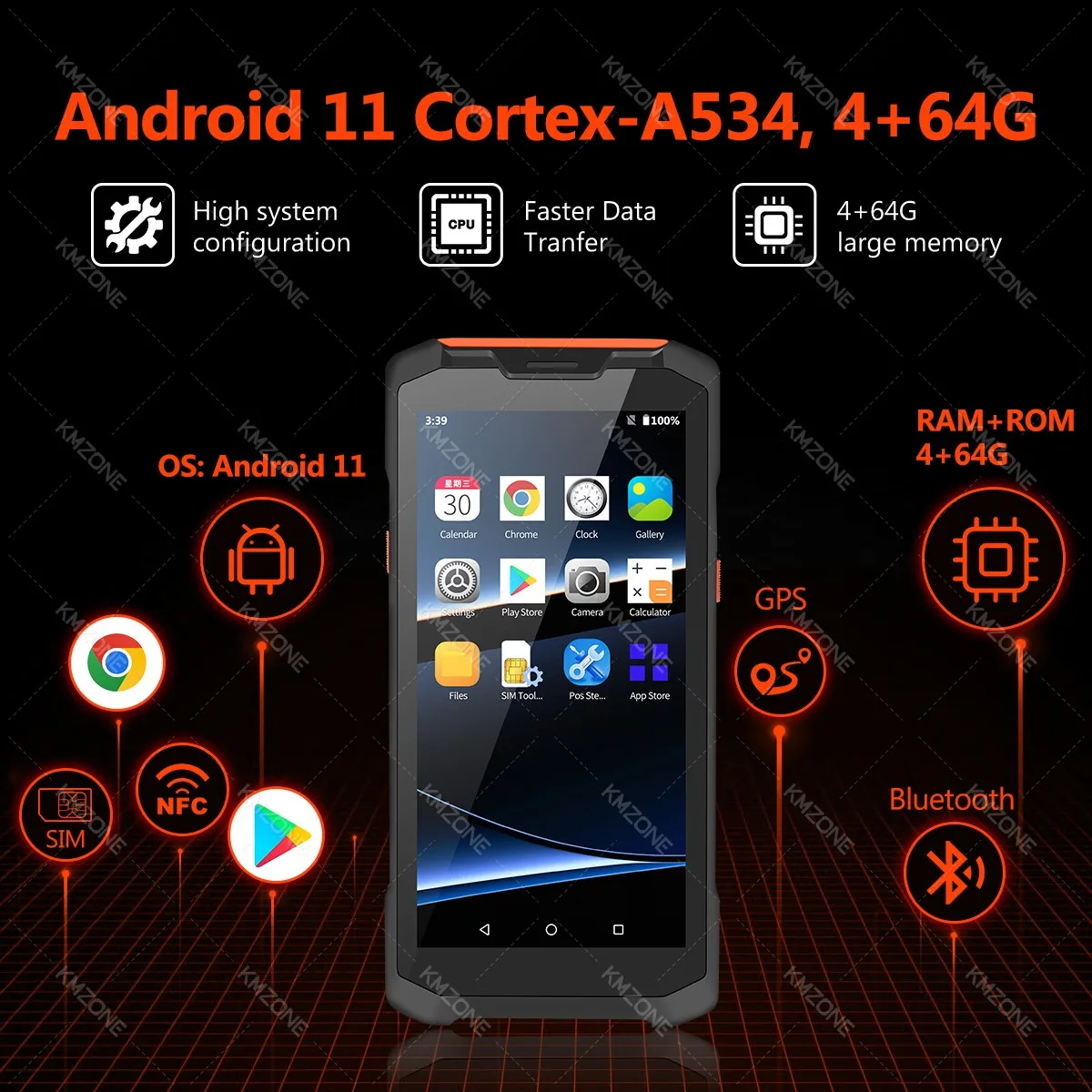 Android 11 4+64GB PDA Rugged Handheld Terminal Data Collector 1D 2D QR Barcode Scanner Reader Inventory Wireless 4G GPS NFC PDA