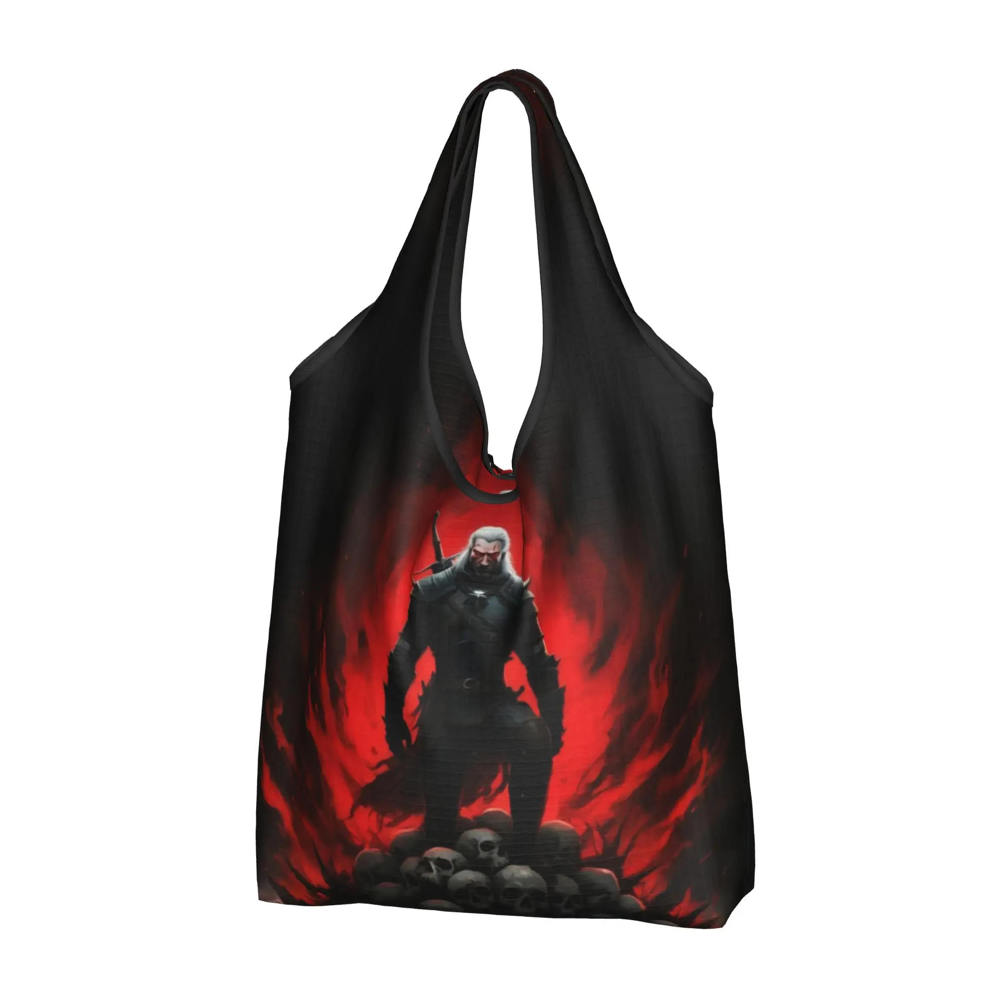 Action The Witcher Game  Grocery Tote Shopping Bag Women Fashion Role Playing  Shopper Shoulder Bag Large Capacity Handbag