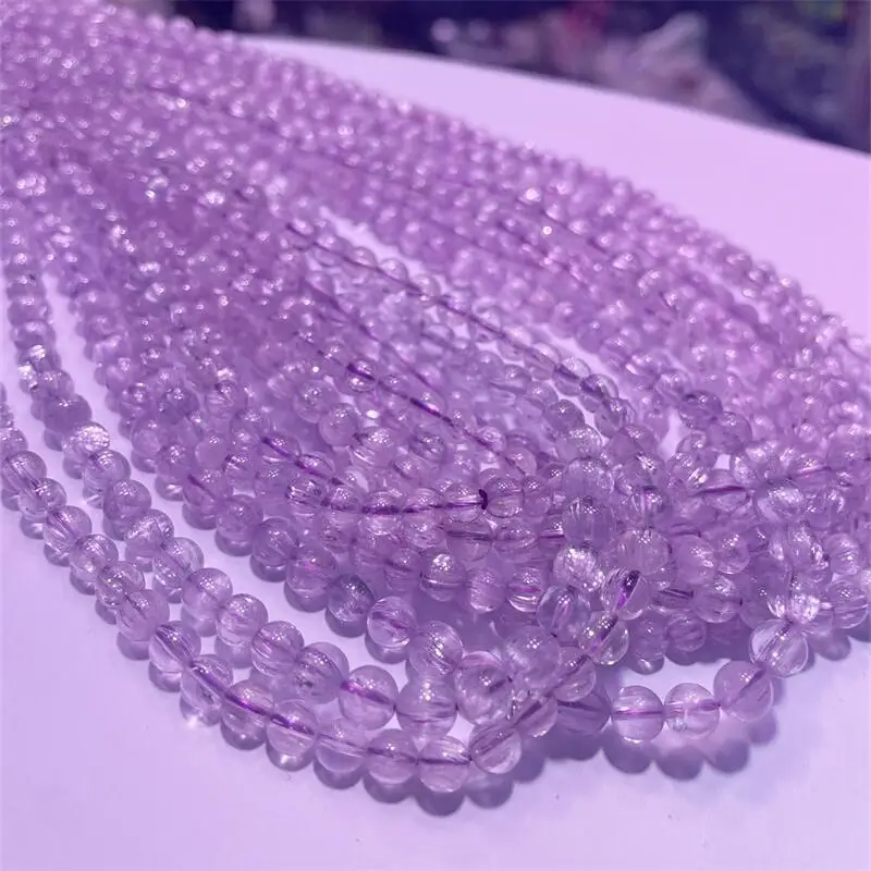 6MM Natural Kunzite Triple Circle Bracelet Women Fashion Healing Crystal Round Beads Lovers Strand Jewelry Gift 1PCS