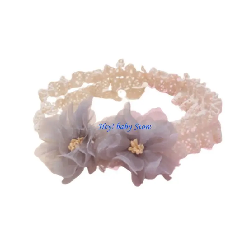 

Q1FE Baby Flower Headwear Lace Hair Band Handmade Hairband Hair Accessories