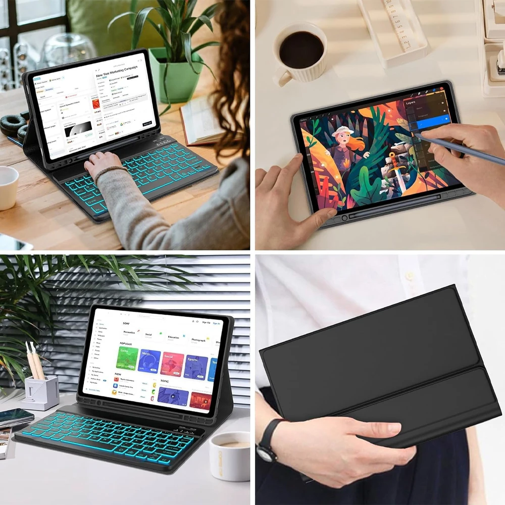 Case for Samsung Galaxy Tab A11 8.7 Inch, Bluetooth Keyboard Cover for Samsung A11 8.7 SM-X133/X135, for Samsung Smart Stand Cov