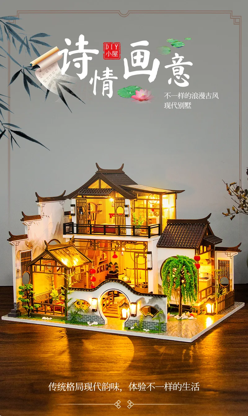 

Birthday Gifts, Christmas Gifts, DIY Cottage Assembling Models, Mini Dollhouses, Creative Chinese Style Garden Cottages