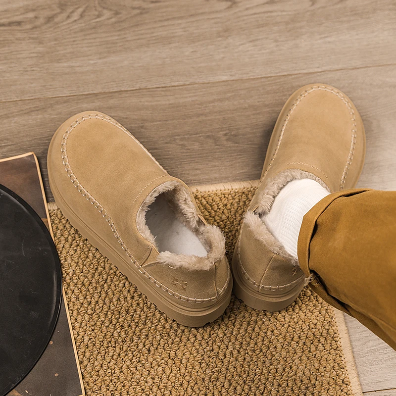 

Winter New Popular Fashion Trend Casual Versatile Comfortable Anti Slip Thick Sole Warm and Plush Men's Low Top Cotton Shoes