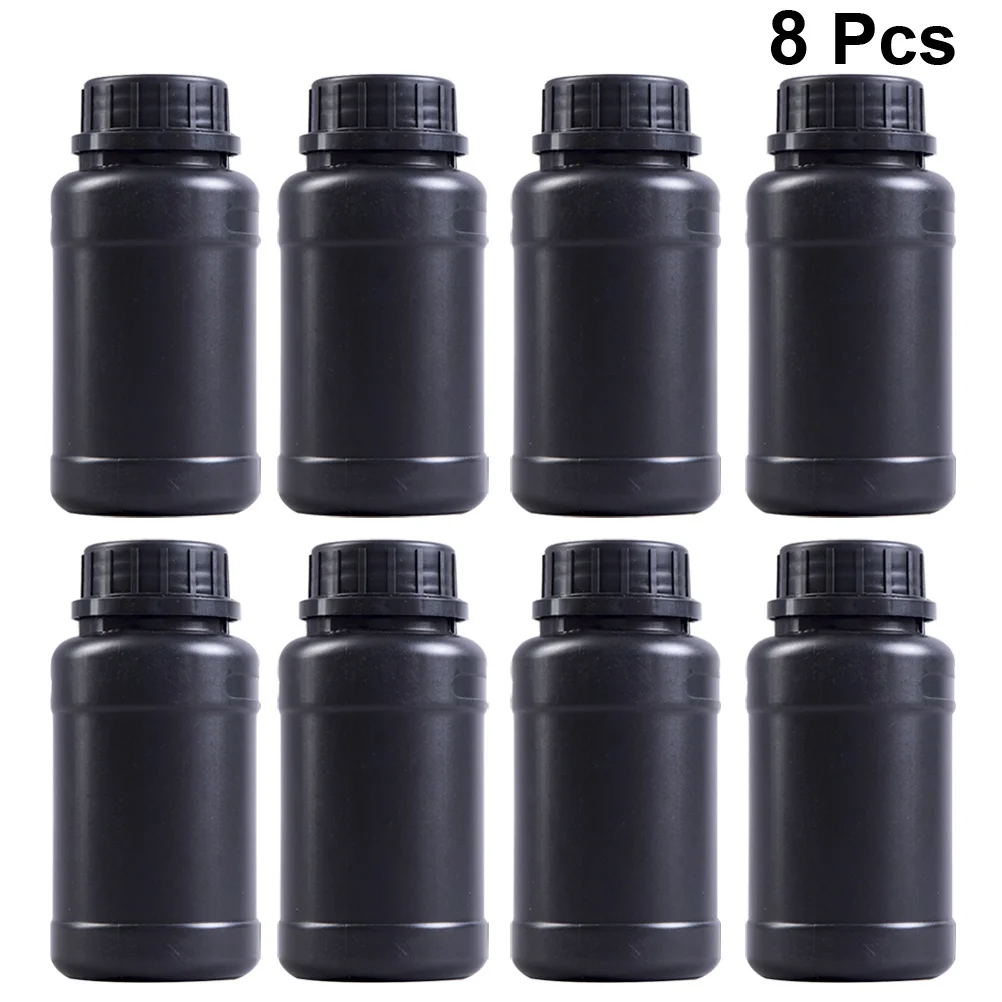

8Pcs Chemical Storage Containers Black Hdpe Plastic Bottles Durable Acidproof Alkaliproof Engineering Holders for Liquid