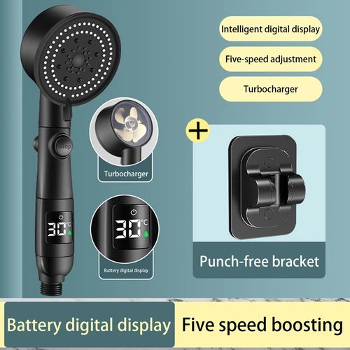 Imagen 2 del producto Cabezal de ducha XIAOMI MIJIA con pantalla de temperatura, cabezal de ducha con carga Turbo, cabezal de ducha con salida de agua grande para el hogar