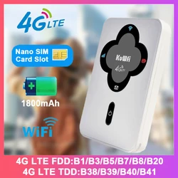 KuWFi 4G LTE Router 150Mbps Outdoor Protable Mini Mobile Router Wireless WiFi Router Bulit in 1800mAh Battery with SIM Card Slot