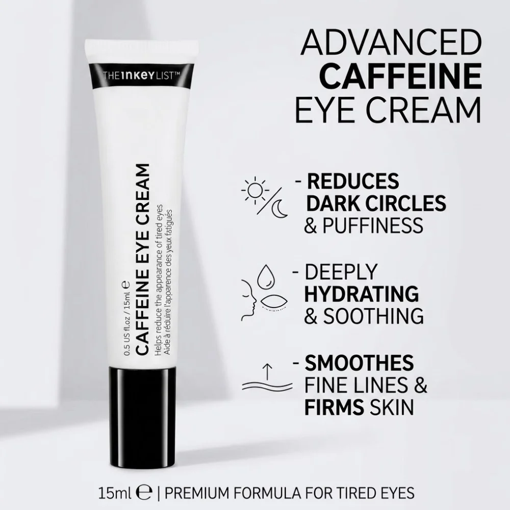 THE INKEY LIST  Eye Cream Remove Dark Circles Anti Puffiness Relieve Fatigue Smooth Fine Lines  Brightening Eye Skin Care