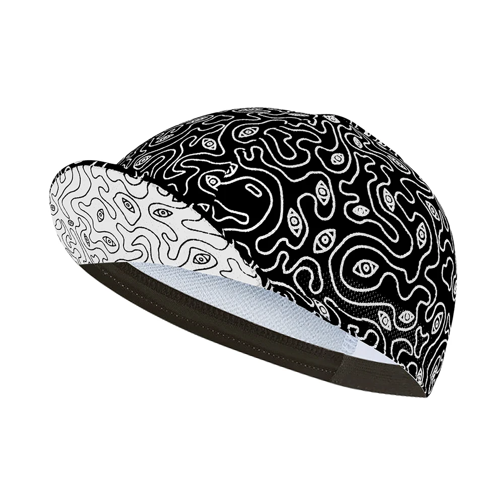 Classic cycling cap, polyester sweat absorbent, black and white, popular