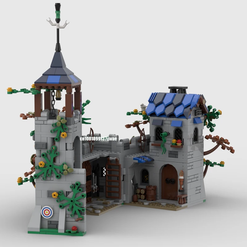 Castelo medieval europeu do homem da floresta para crianças, ideias criativas diy, conjuntos de presentes de Natal, blocos plásticos, nova montagem