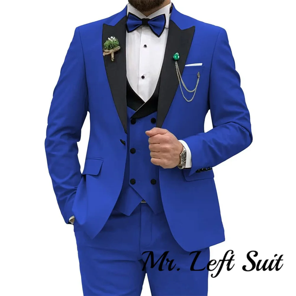 Men Slim Fit Suits 3 Piece Double Breasted Suit Men Wedding Prom Party Business Blazer Vest and Pants