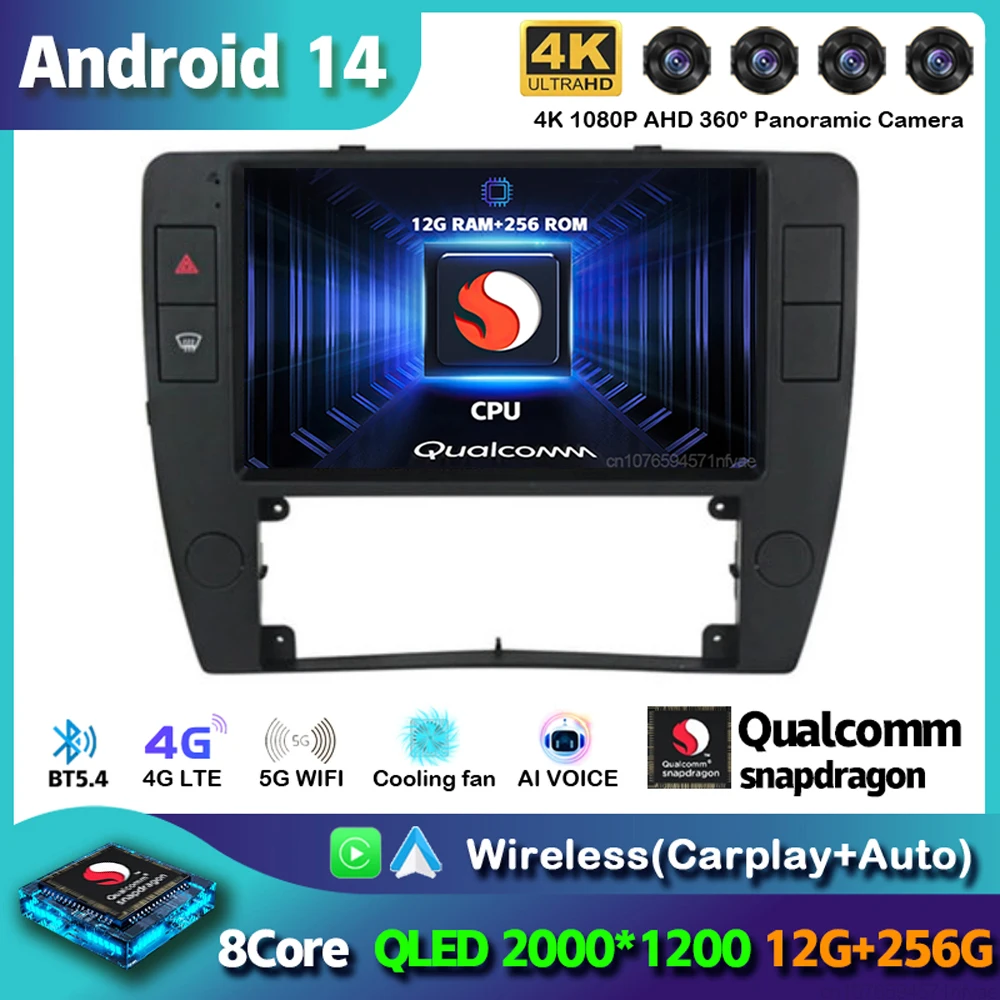 

Android 14 Carplay Auto Car Radio For Volkswagen Passat B5 2000-2005 Multimedia Video Player GPS Stereo DSP Carplay No 2din DVD