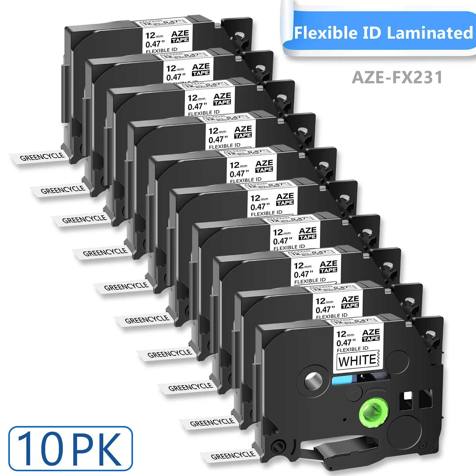 

10 шт., гибкая ламинированная лента 0,47 дюйма для принтеров этикеток P-Touch