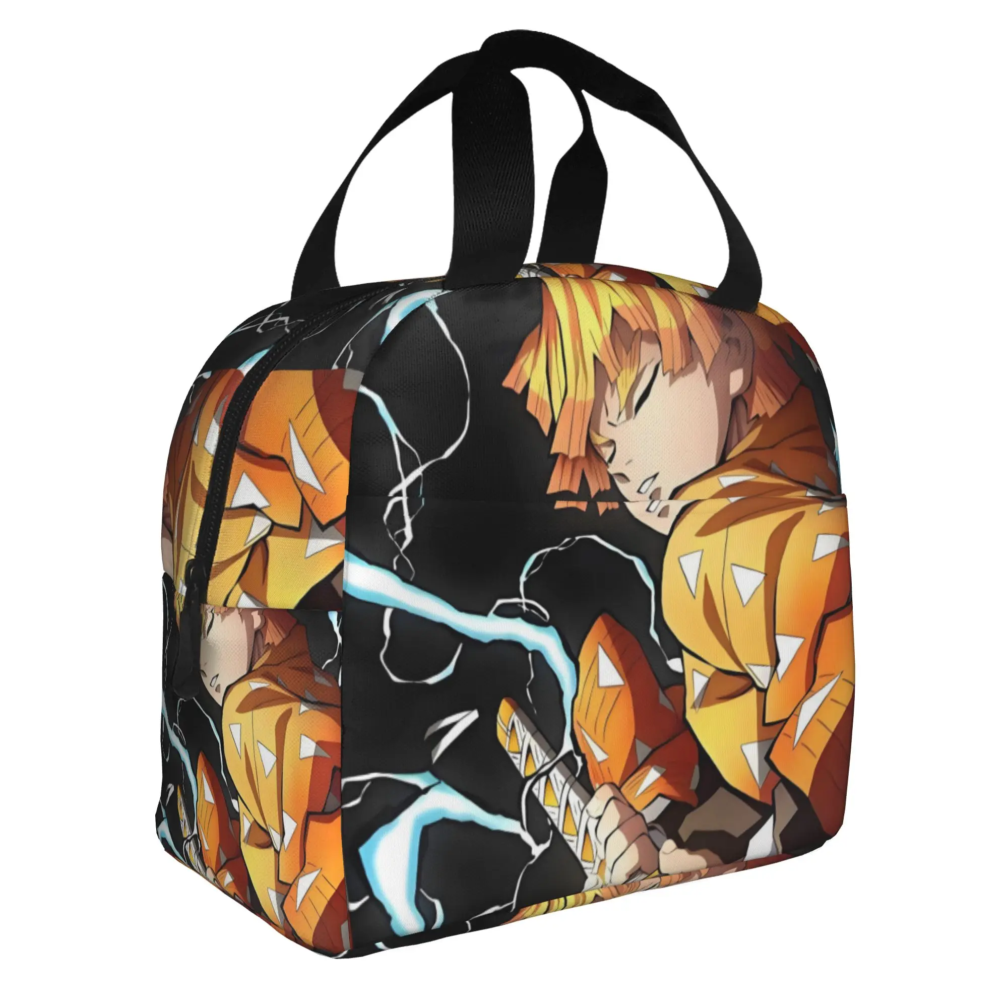 Custom Japanese Demon S-Slayer Lunch Bag Women Zenitsu Agatsuma Thermal Cooler Insulated Lunch Box for Adult Office