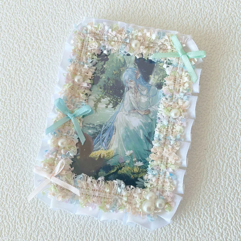 Lace Id Card Holder Handmade Photo Card Holder Badge Holder Charming Girls Card Case For School Travel Everyday Use