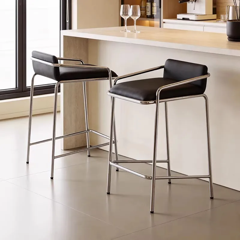 CX Italian minimalist high stool household small apartment dining room stainless steel bar island chair