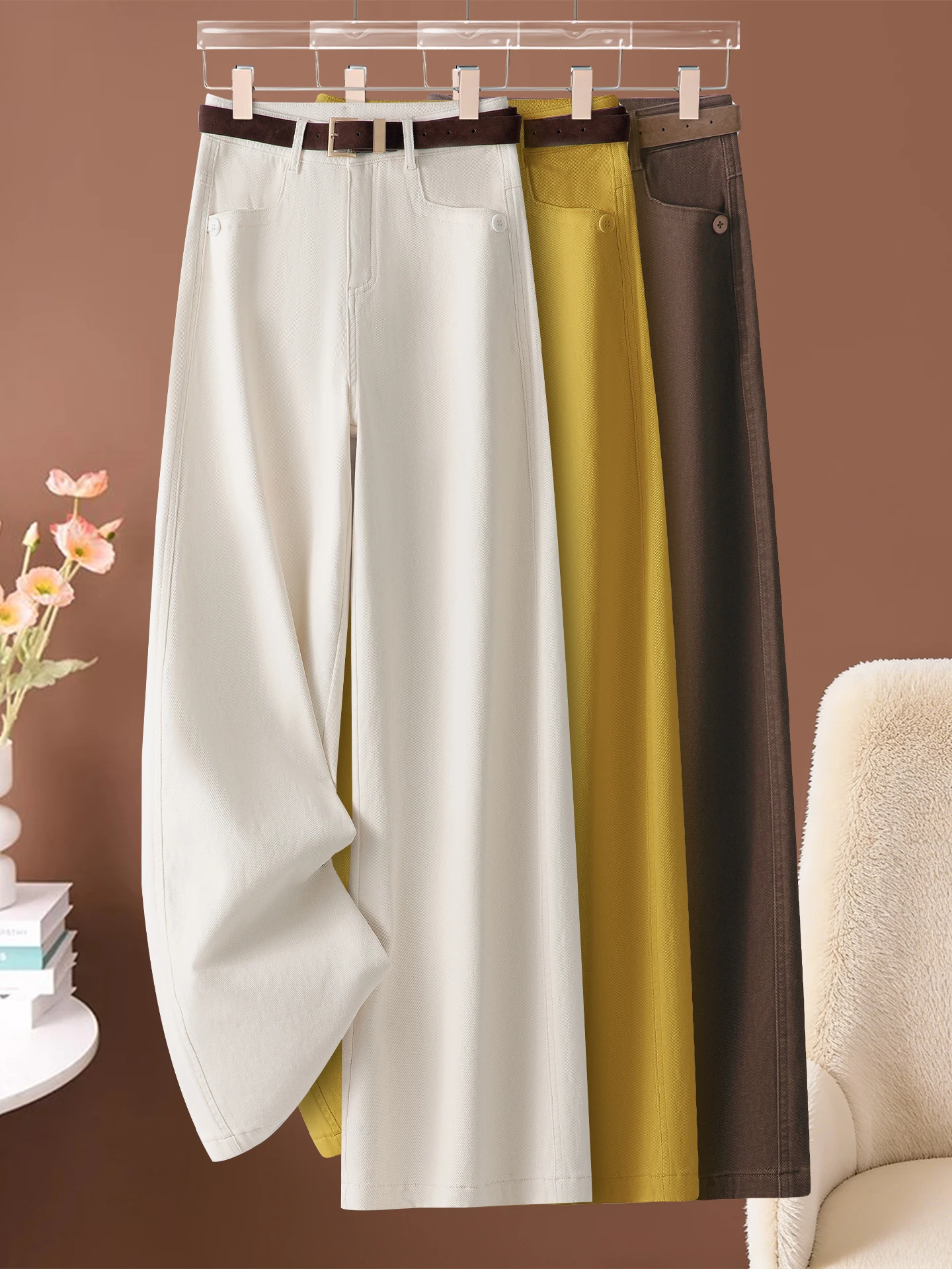 

Мягкие джинсы прямого кроя для женщин, с высокой талией, свободные, повседневные, широкие, стройнящие, весна-осень, новый стиль