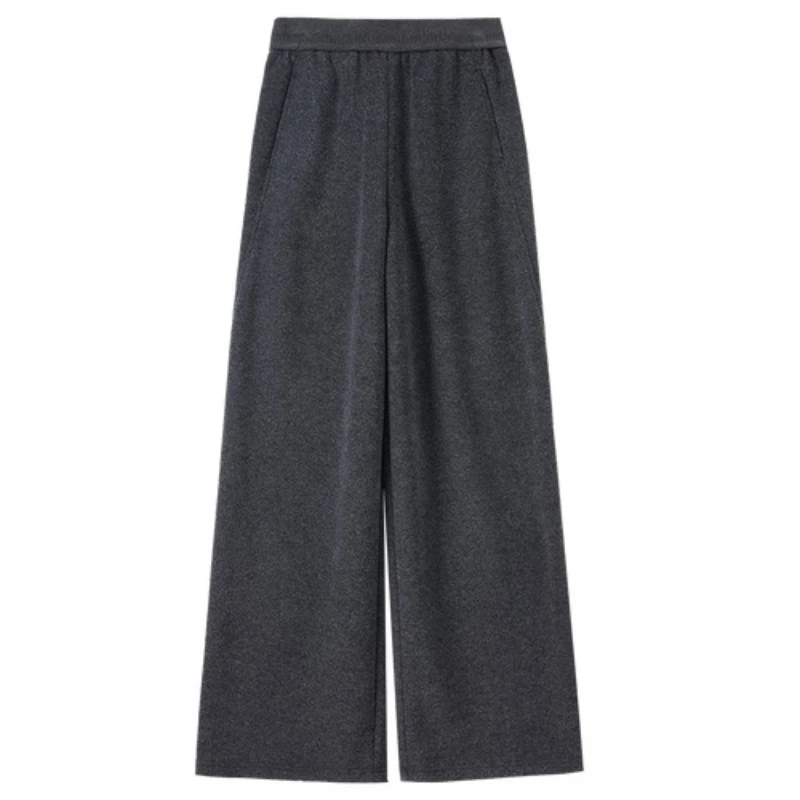 SENTUBILA Simple Woolen Trousers for Woman Casual Solid Straight Pants Autumn Winter 2025 Women's Warm Long Pants 154K58927