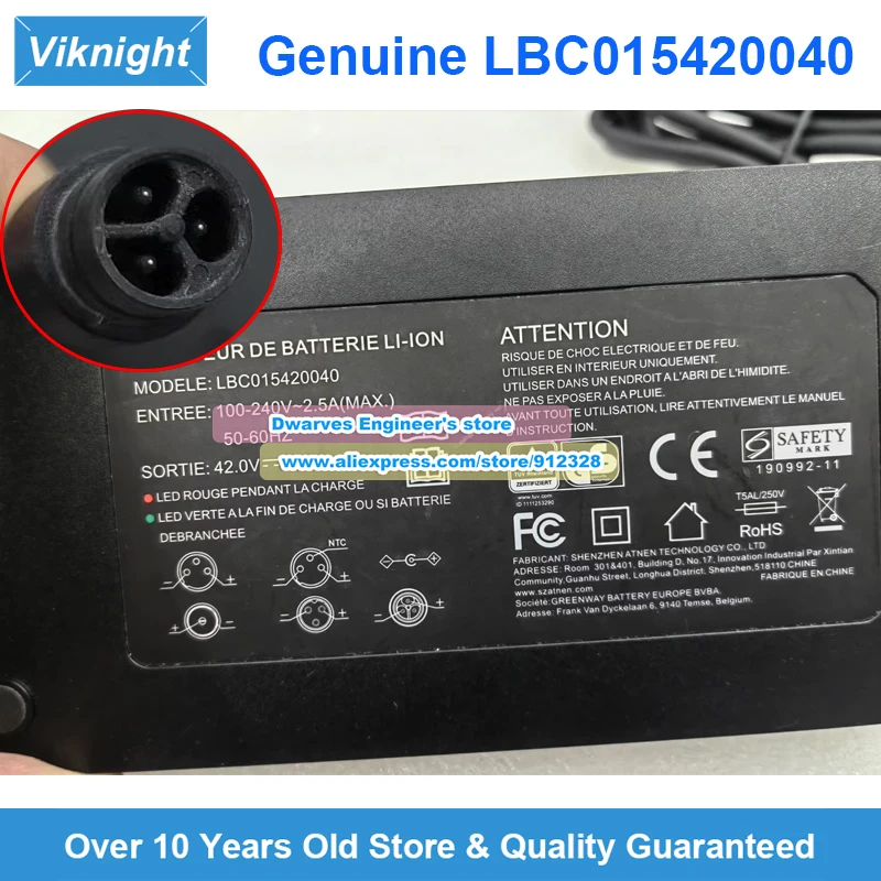 

MDA LBC015420040 42V 4A AC Adapter 54.6V 4A BC310480040 Special 3 Pins Power Supply for 36V 48V Battery